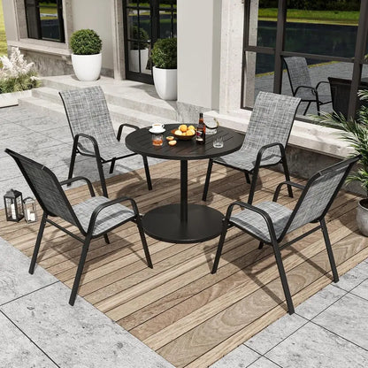 Patio Dining Chairs Set of 4 Outdoor Stackable Dining Chairs for All Weather 330lbs Capacity Heavy Duty Textilene Fabric Rustpro