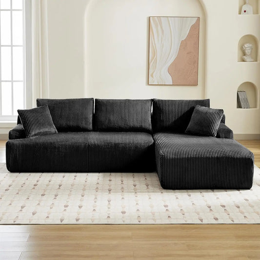 106” Modular Sectional Sofa, Cloud Sectional Couch with L-Shape Chaise/Deep Seat/Armrest/Plush Corduroy Fabric, No, Customized