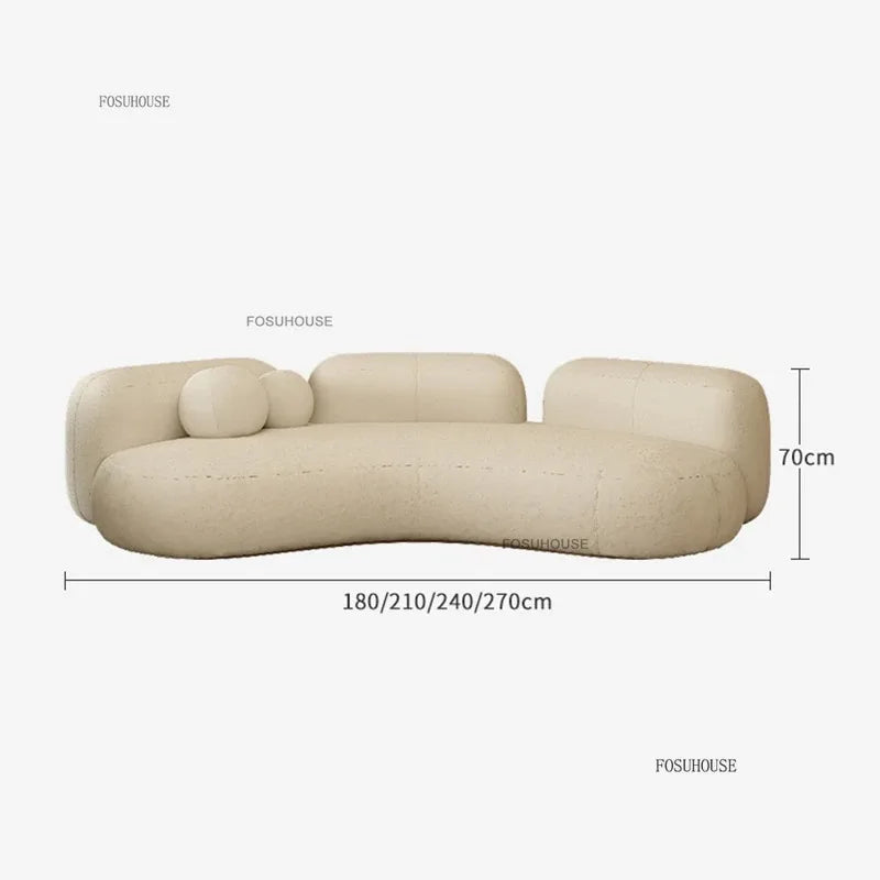 Lamb Velvet Curved Living Room Sofas Designer Living Room Furniture Beauty Salon Clothing Store Reception Sofa Luxury Sofa Bed