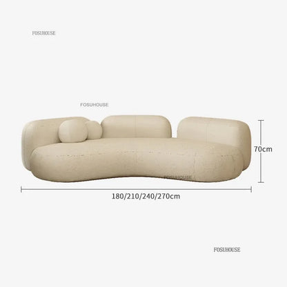 Lamb Velvet Curved Living Room Sofas Designer Living Room Furniture Beauty Salon Clothing Store Reception Sofa Luxury Sofa Bed