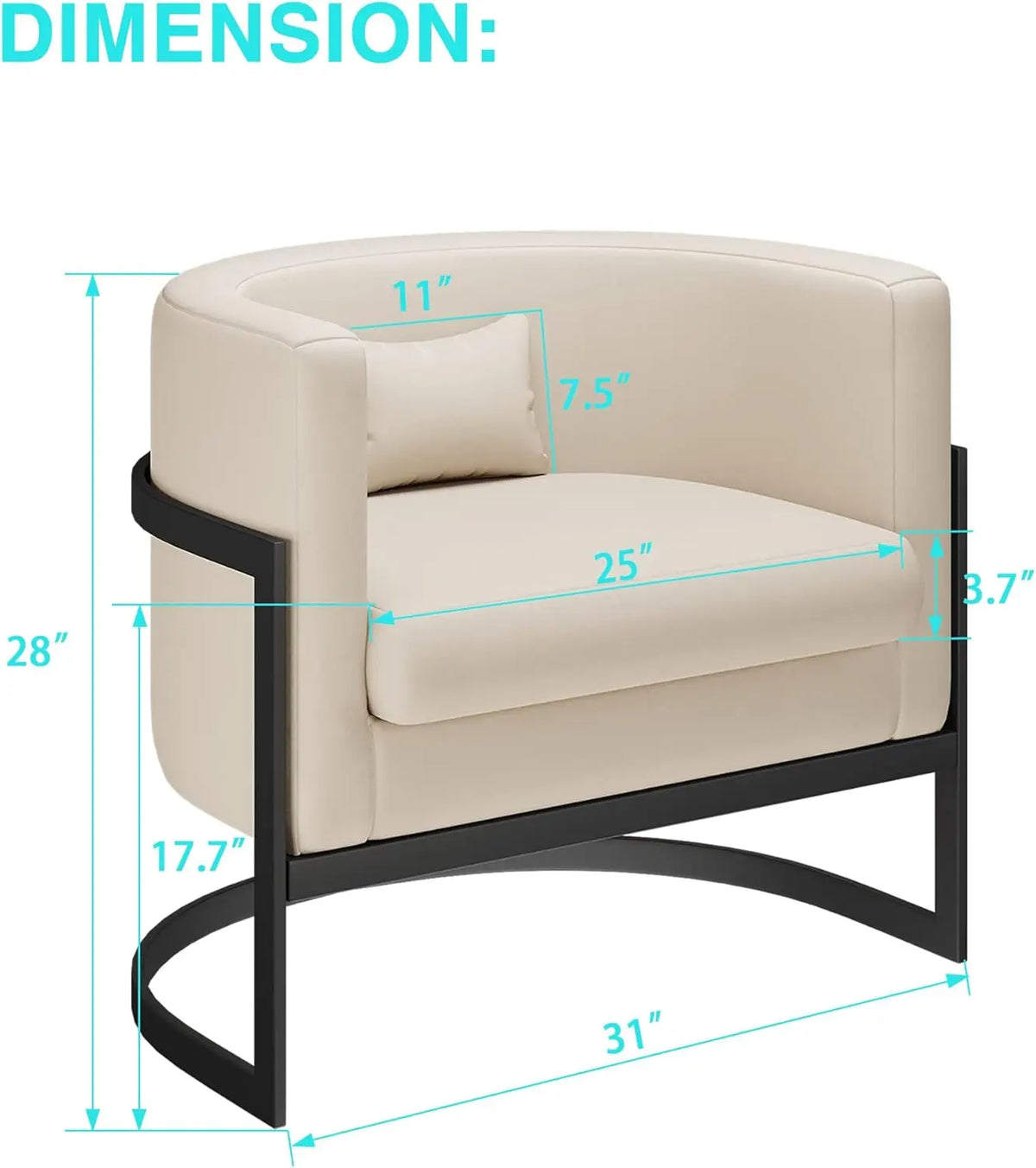 [Best Seller, Buy Now!]Premium Faux Leather Accent Chair Modern Barrel Chair Upholstered Armchair for Living Room Bedroom Single