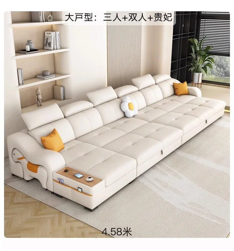 custom. [Official Genuine] Yisheng Scratch Leather Sofa Bed Dual-use Foldable Multifunctional Small Apartment Livin