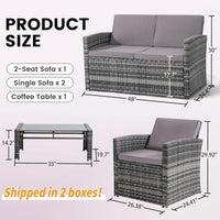 Outdoor Rattan Sofa Sectional Set with Cushions, Perfect for Patio, Garden, and Balcony Conversations