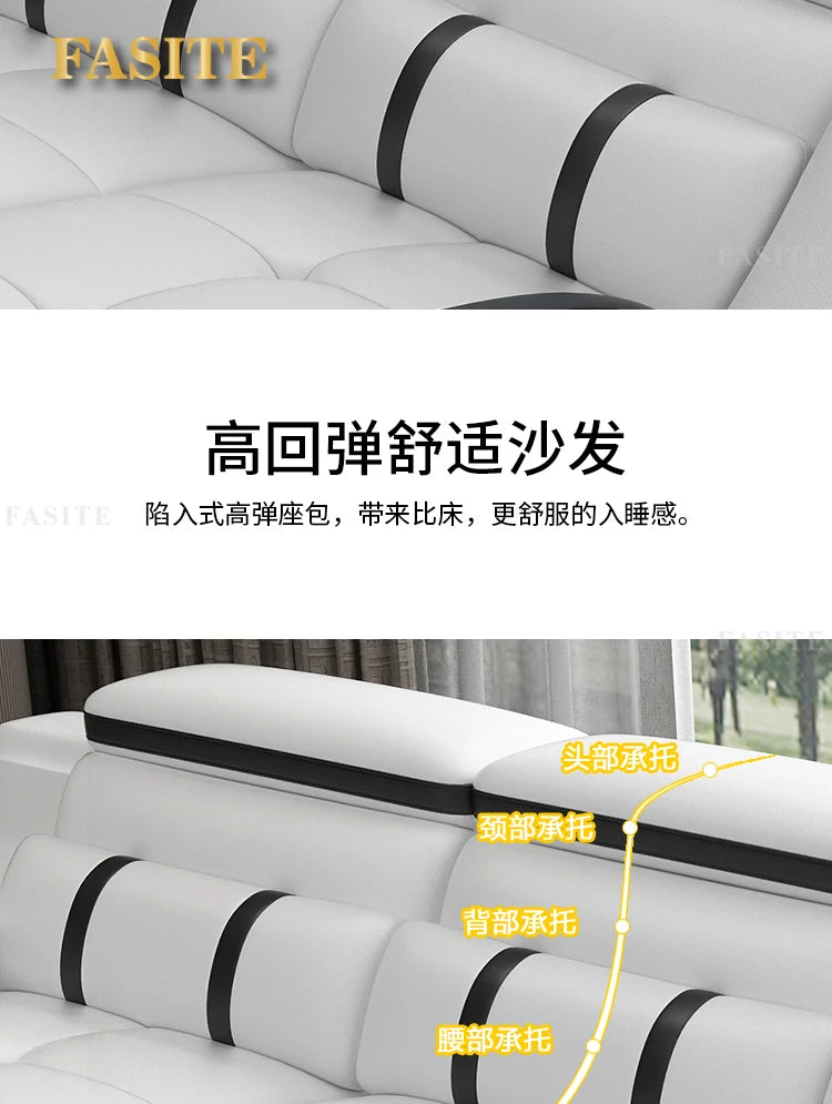 Massage sofa minimalist top layer cowhide home living room Italian minimalist leather art
