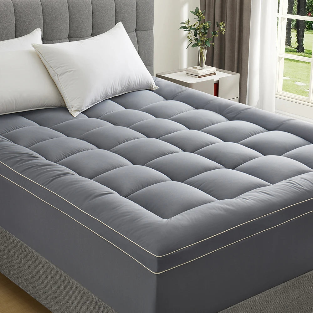 Mattress Topper for Back Pain, Extra Thick Mattress Cover Quilted Fitted Mattress Protector Plush Pillow Top Deep Elastic Pocket