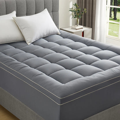 Mattress Topper for Back Pain, Extra Thick Mattress Cover Quilted Fitted Mattress Protector Plush Pillow Top Deep Elastic Pocket
