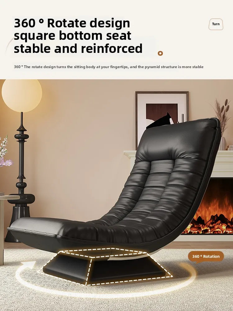 Fashion single sofa chair rotatable Italian light luxury living room balcony casual reclining sofa moon swivel chair