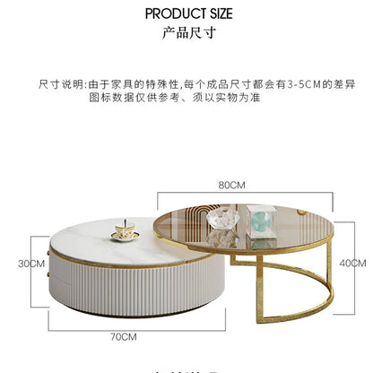 D178 Y Coffee Table Modern Living Room Size round Combination Rounded Corner Paint Metal Complete Set Stone Plate round Coffee T