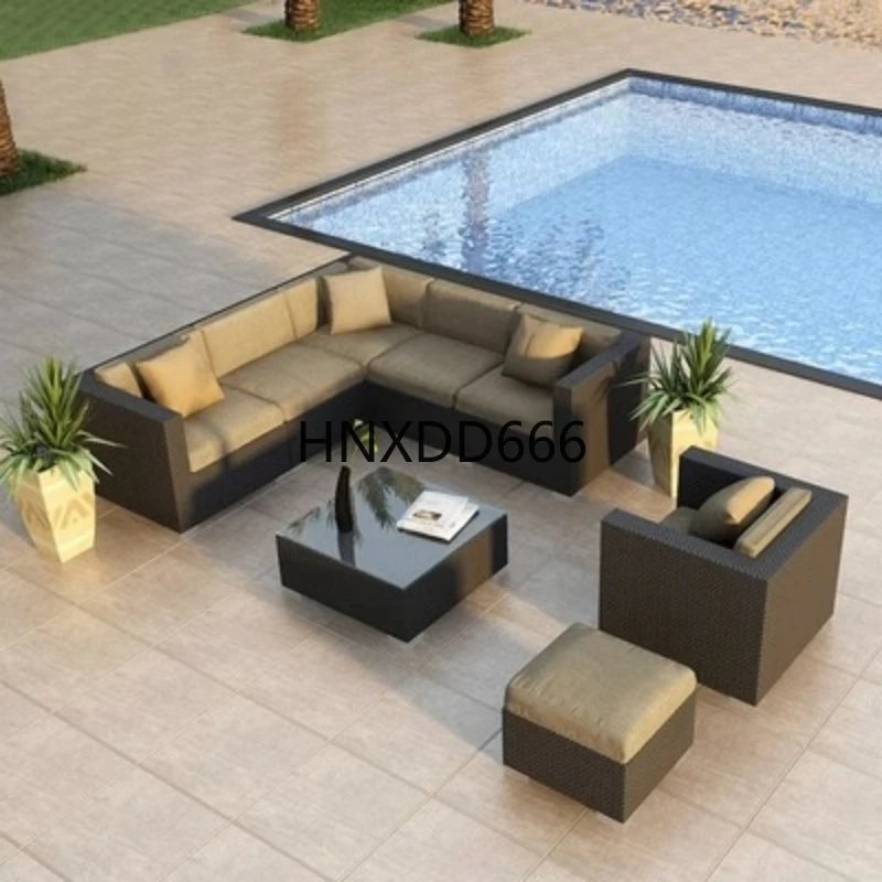 Outdoor sofa combination courtyard garden balcony leisure rattan chair