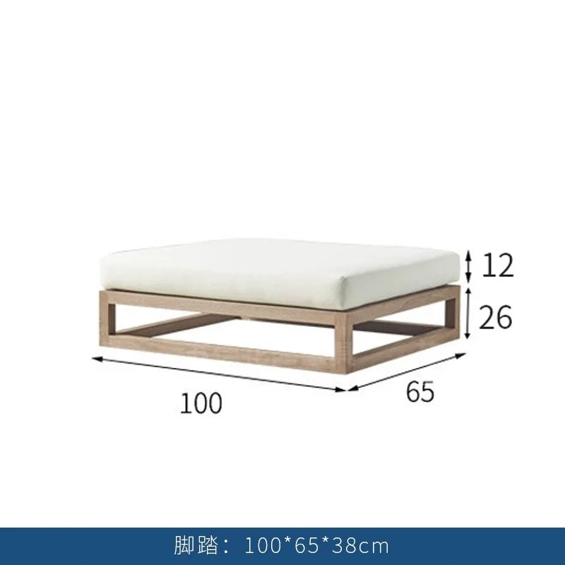 Villa courtyard sofa combination leisure hotel terrace waterproof sunscreen sofa outdoor terrace wood grain lacquer sofa