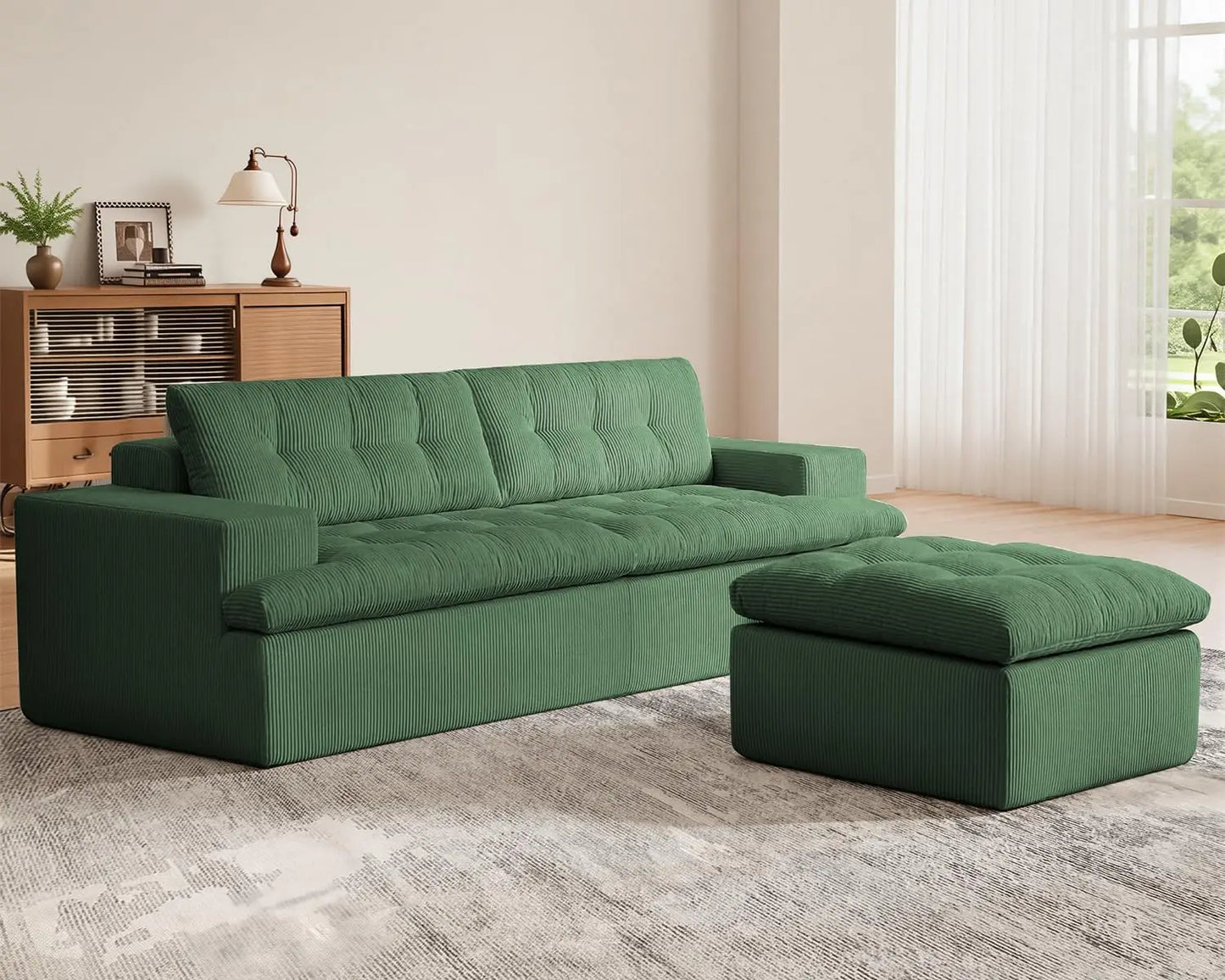 Cloud Sectional Boneless Sofa with Ottoman, Modular L Shaped Couch with Layered Cushion, Fluffy Comfy Couches for, Customized