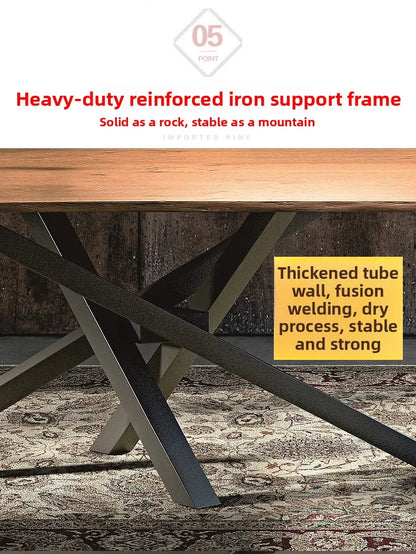 Modern wrought iron solid wood home creative dining table dining chair combination home office computer conference table