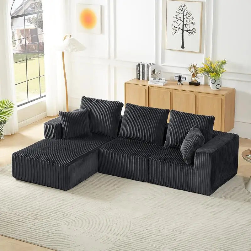 Modular Sectional Sofa, Modern Corduroy Couch with Deep Seat, Upholstered 4-Seater for Living Room, No Assembly Needed, Cozy