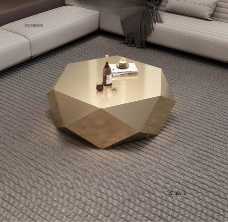 Irregularly Shaped Gold Metal Coffee Tables for Living Room Italian Luxury Side Tables Minimalist High-end Table for Office