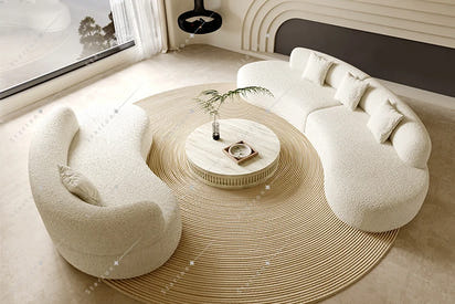 White Cloud Extendable U-Shaped Modular Sofa Set Home Embroidered Textile Fabric Corner Living Room Couch