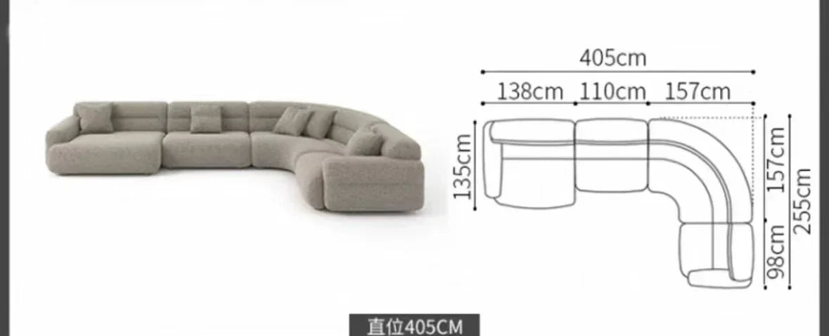 yA38 Italian minimalist corner large arc fabric combination sofa modern beauty salon size apartment