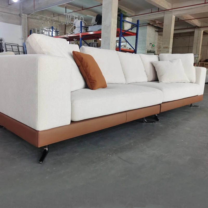 Modern Minimalist Living Room Furniture Microfiber Leather 3 Seat Section Couch Line Fabric Modular Sofa