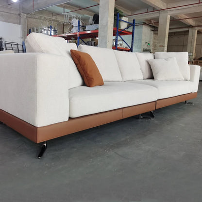Modern Minimalist Living Room Furniture Microfiber Leather 3 Seat Section Couch Line Fabric Modular Sofa