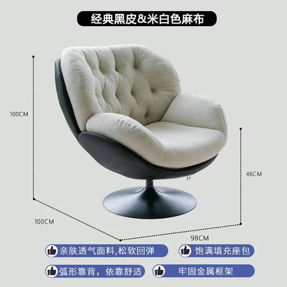 Ergonomic Reclining Chair for Living Room, Grey Nordic Style, Back Support, Rotating Footrest, Luxury Decoration