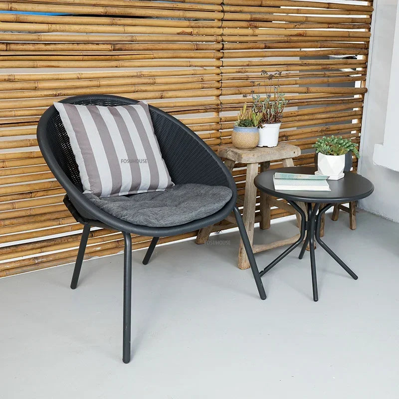 Outdoor Rattan Chair Garden Furniture Set Household Outdoor Balcony Leisure Table and Chair Three-piece Set Mini Coffee Table