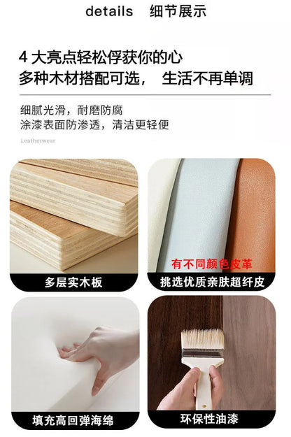 Commercial Booth Sofa Set Solid Wood Leather, Table Chair Combination for Milk Tea Coffee Hot Pot Restaurant Card Seat