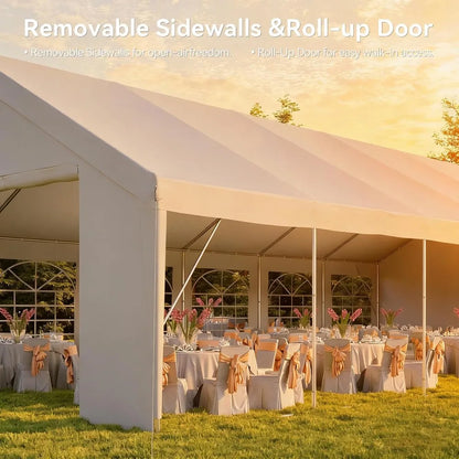 Waterproof 20x40 Party Tent Canopy for Outdoor Weddings Events with Removable Sidewalls Roll-up Door Heavy Duty Steel