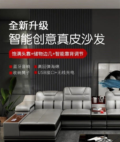 Genuine Leather Luxury Sofas Italian Minimalist Living Room Apartment Sofas Comfortable Straight Chaises De Salon Furnitures