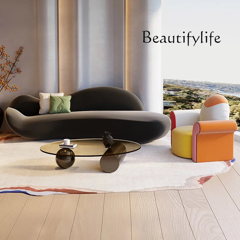Beauty salon sofa light luxury high sense curved rest area reception special-shaped living room small apartment