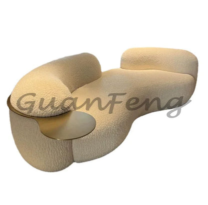Nordic light luxury sofa creative curved sofa cream sand hair