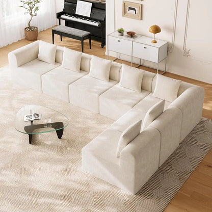 Modular Sectional Sofa for Living Room 160" Cloud Couch Down Filled U Shaped Couch with Ottoman Modern 6 Seater Convertible Sofa