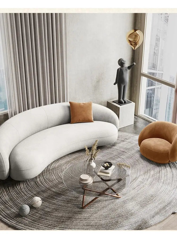 Modern design furniture sofa lounge nut circle curved sofa couch white modern sofas