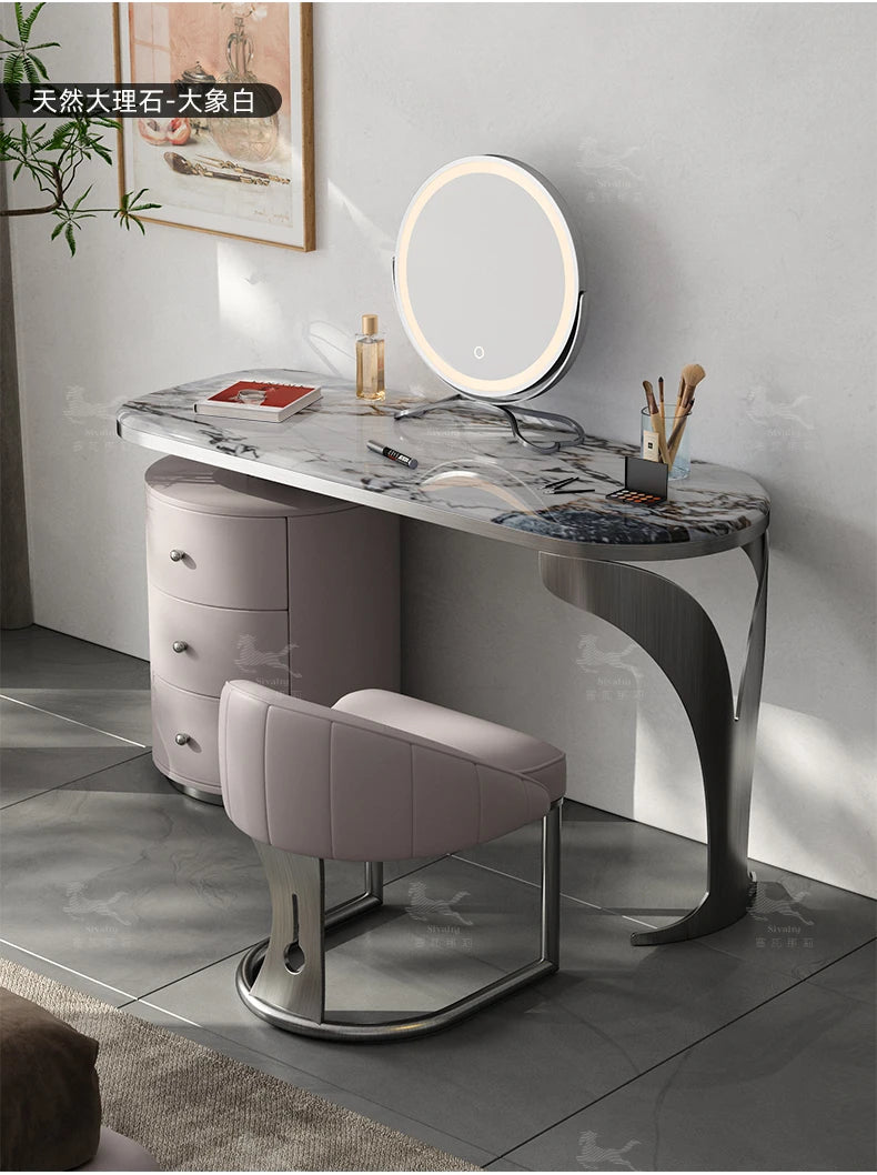 light luxury French luxury stone dresser chest cabinet integrated solid wood modern bedroom high-end makeup table