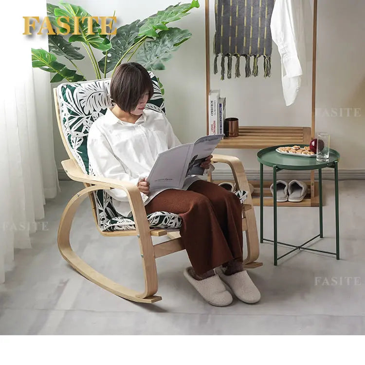 Simple and modern Nordic Boang rocking chair easy chair solid wood recliner lazy pregnant woman chair balcony lounge