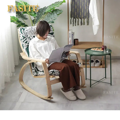 Simple and modern Nordic Boang rocking chair easy chair solid wood recliner lazy pregnant woman chair balcony lounge