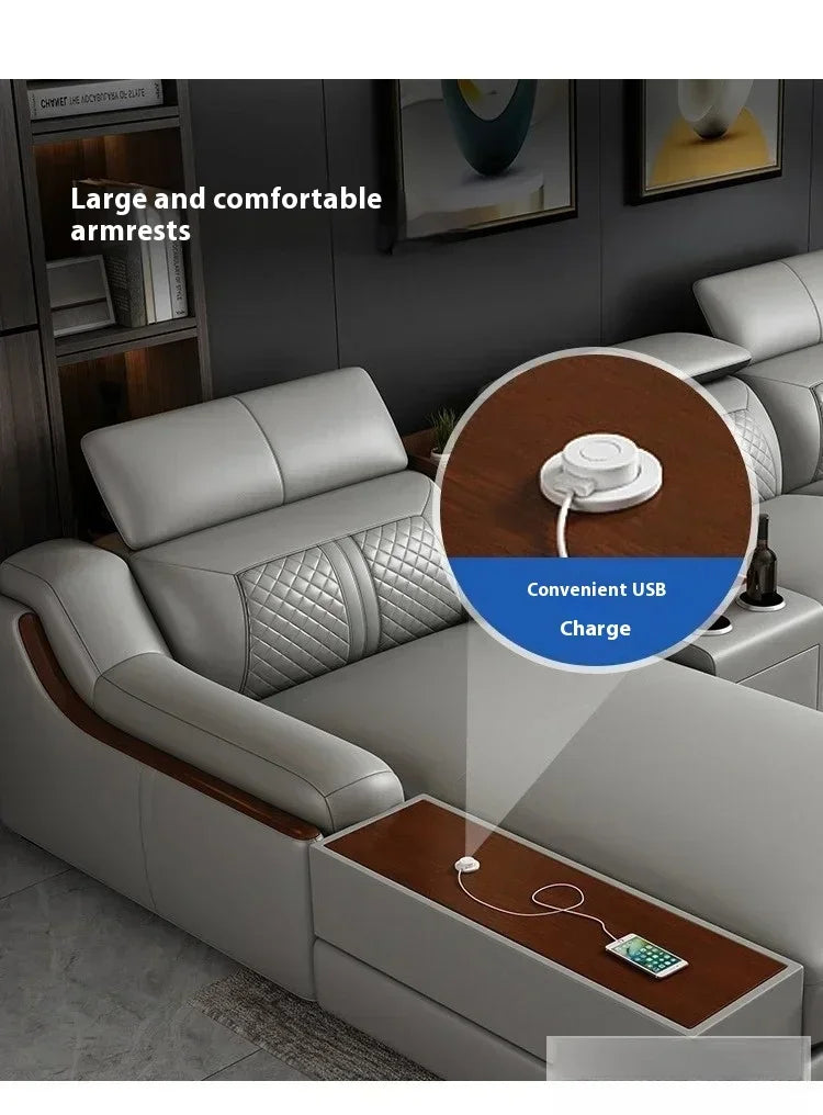 Modern Style Multifunctional Sofa Single Seat L-Shaped Combination Sofa With Massage Chair Leather Sofa Set With Speaker