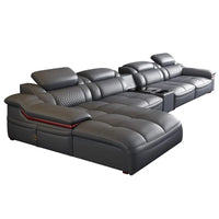 Modern simple leather sofa, first-layer cowhide living room size apartment sofa