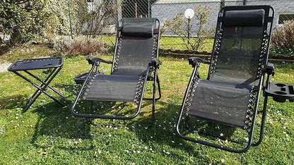 Homfa Garden Sun Lounger Set with Table Folding Adjustable Zero Gravity Recliner Chair Seat Indoor/Outdoor