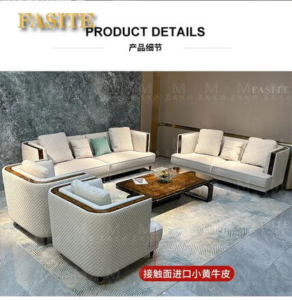 Italian light luxury leather sofa combination