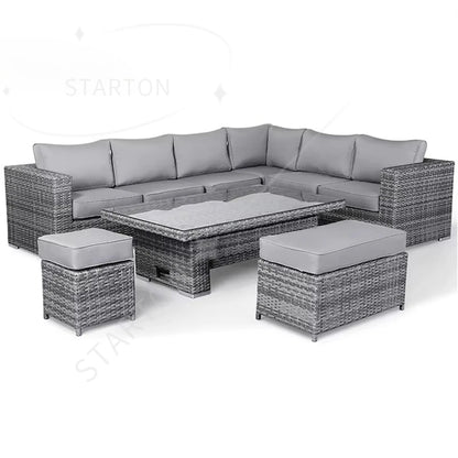 Modern Luxury Lounge Waterproof Patio Couch Sofa Garden Set Fire Pit Aluminum Wicker Rope Rattan Outdoor Furniture Set