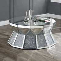 three-dimensional pink diamond glass mirror coffee table coffee table