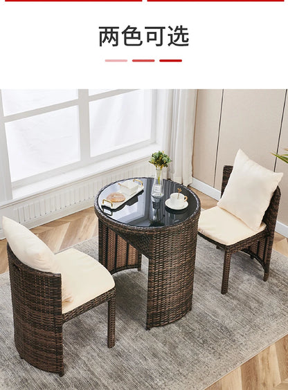 Balcony rattan chair three-piece outdoor courtyard combination small table and chair casual coffee table
