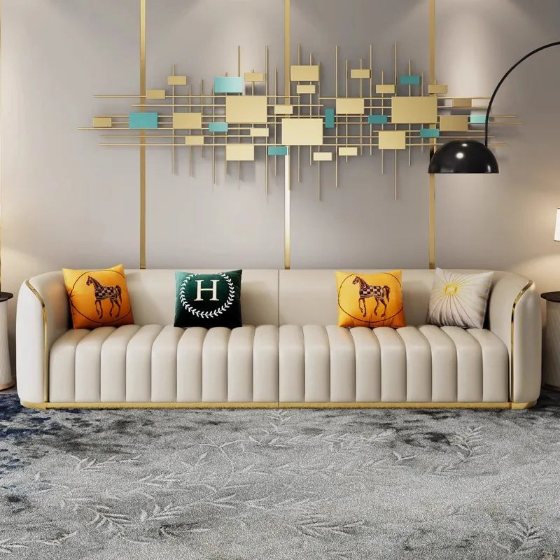 Furniture sofa Italian light luxury leather sofa small apartment living room home high-end designer straight row