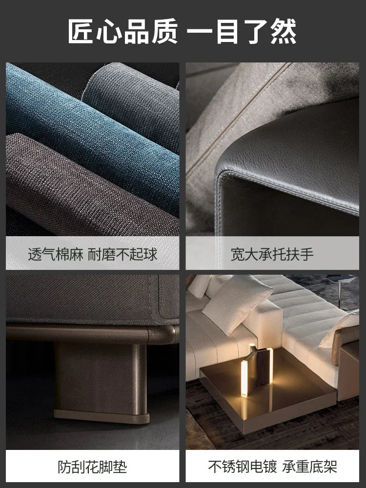 Italian minimalist modern cloth art three person sofa villa large family living room model room combined sofa
