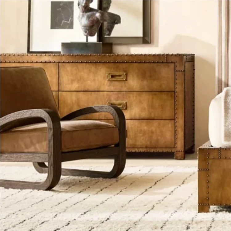 Rattan Antique Living Room Sofa Chair Solid Wood Light Luxury Leisure Chair