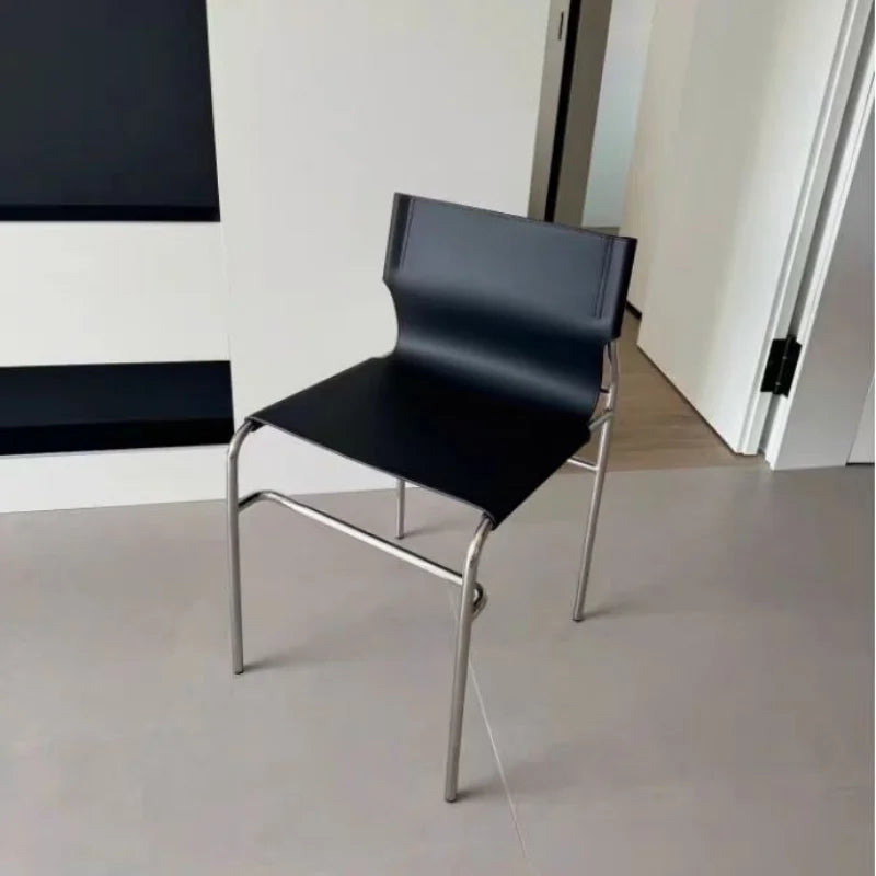 Italian Stainless Steel Backrest Simple Saddle Chair Bauhaus Design Dining Chair Chair Wholesale Available Home Furniture