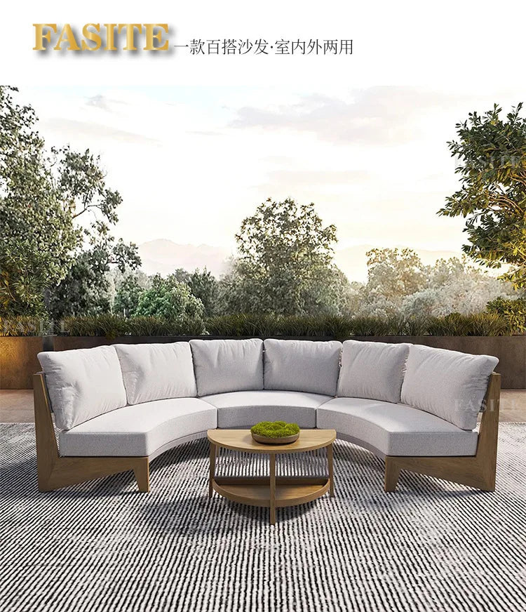 Outdoor teak rattan sofa, outdoor courtyard balcony furniture, garden waterproof and sun protection design