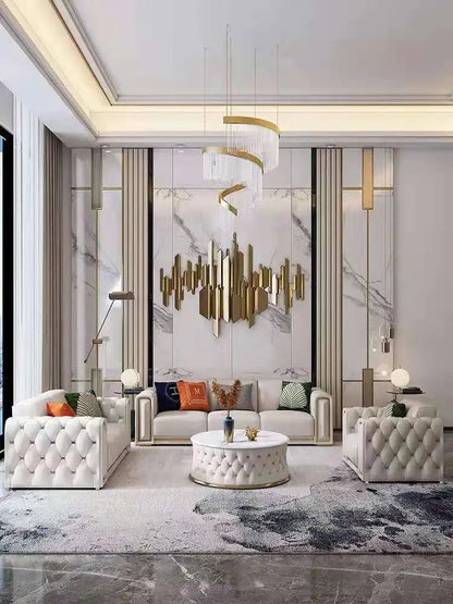Hong Kong-style light luxury leather s ofa high-end leather sofa villa large apartment corner sofa combination so fa