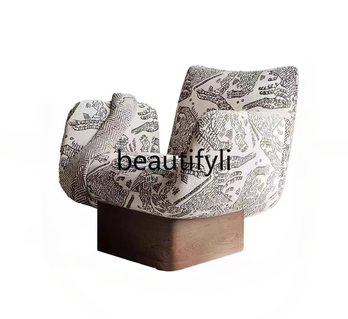 Solid wood single leisure sofa living room medieval   retro reclining chair resting area reception designer single chair