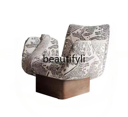 Solid wood single leisure sofa living room medieval   retro reclining chair resting area reception designer single chair