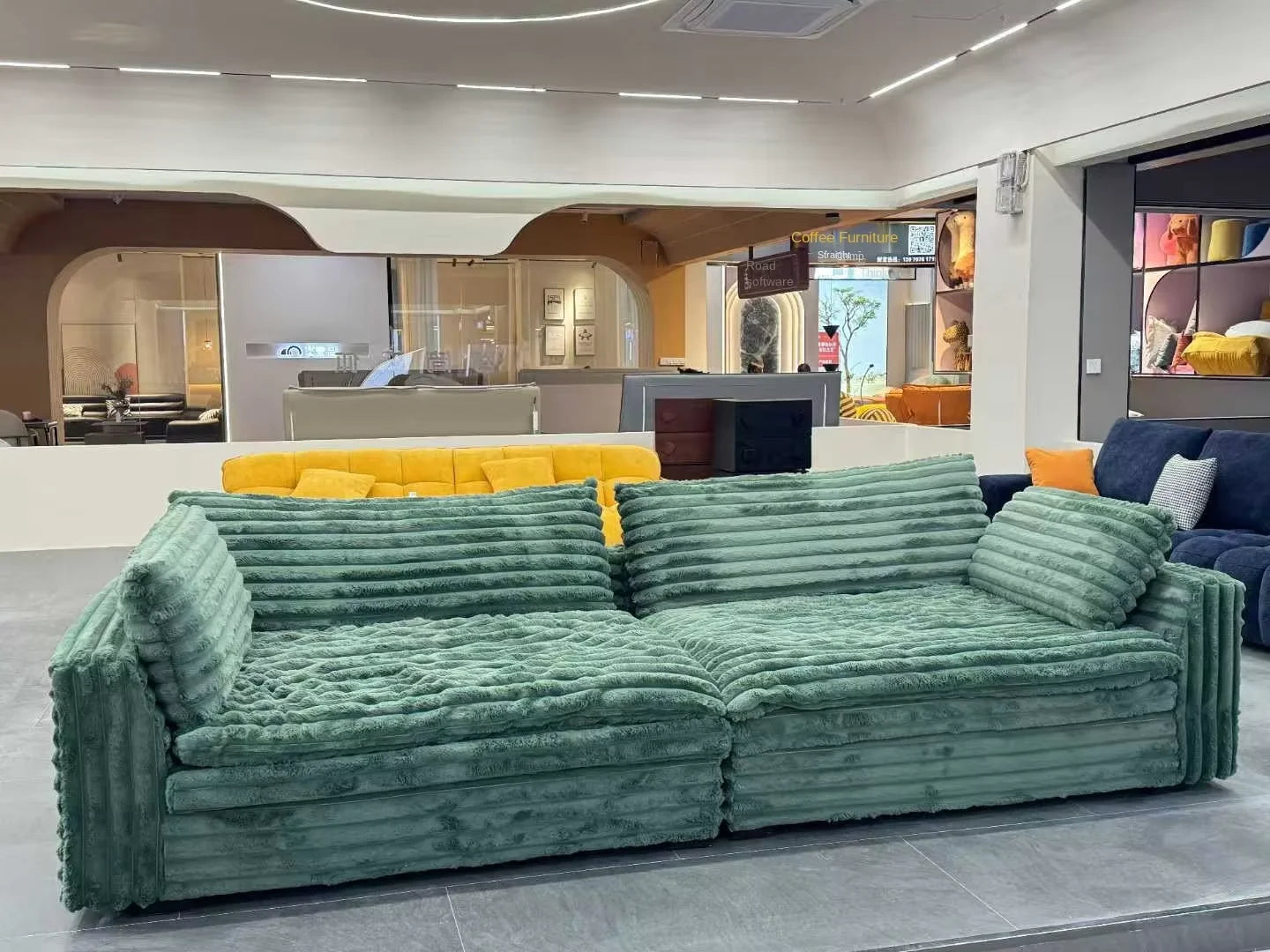-+Light Luxury Lazy Thick Solid Wood Frame Technology Velvet Clouds Sofa Large Sitting Deep Section Sofa Set Removable Washable